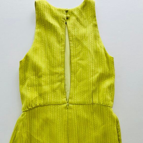 Lela Rose Chartreuse Yellow Maxi Dress Size 4 Silk Formal Wedding High Neck - Picture 4 of 10